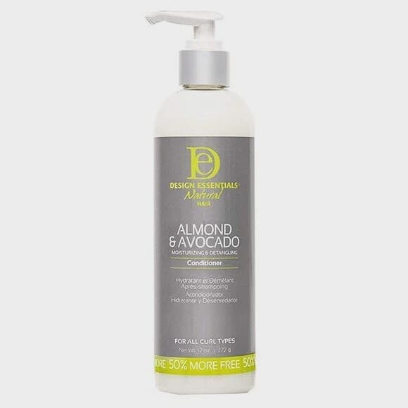 design essentials almond & avocado moturizing & detangling conditioner 334g