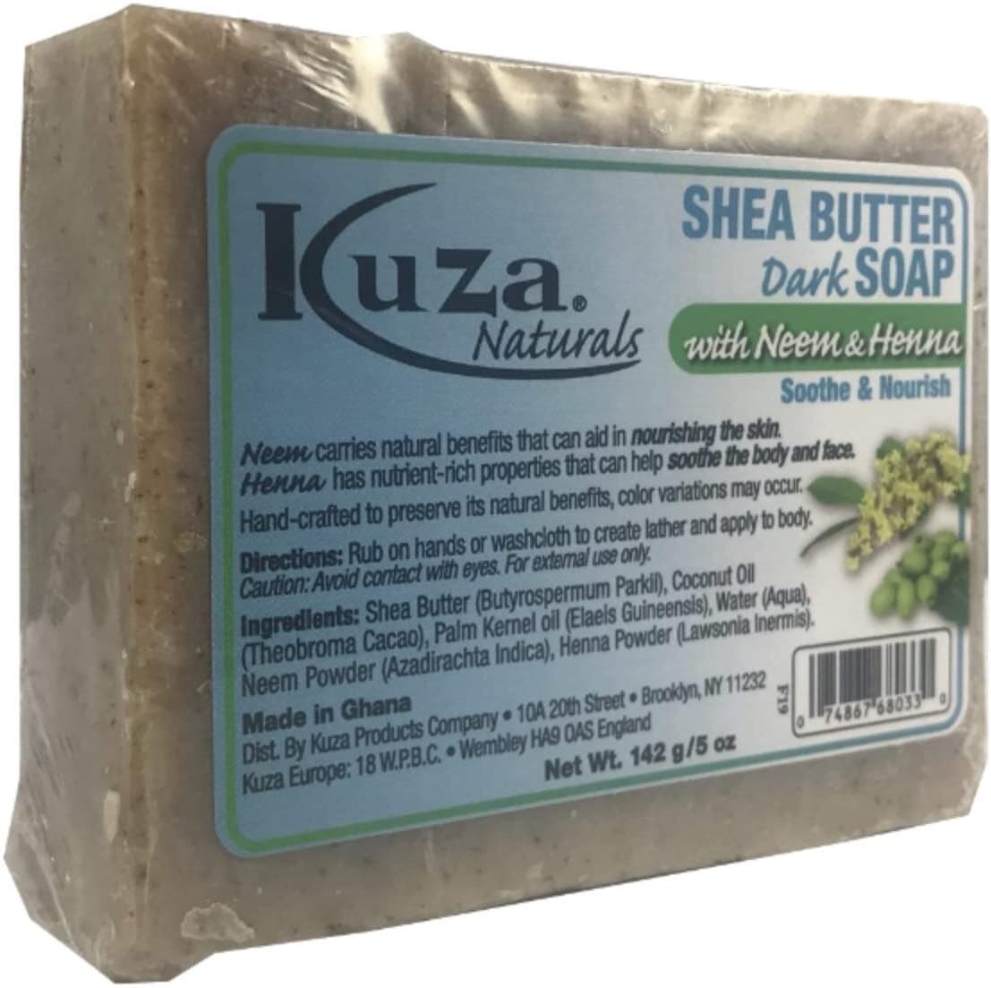 Kuza Naturals Shea Butter Dark Soap With Neem & Henna
