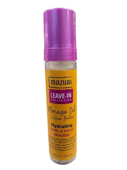 MAZURI LEAVE IN COLLECTION  MORINGA OIL AND SHEA BUTTER HYDRATING CURL AND HOLD MOUSSE 240ML