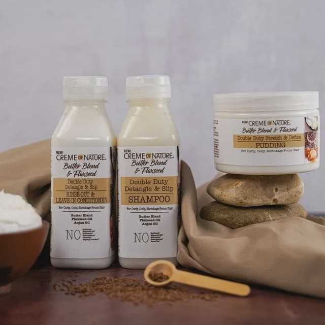 CREAM OF NATURE BUTTER BLEND & FLAXSEED DOUBLE DUTY DETANGLE & SLIP SHAMPOO /  12 FL.OZ / 355ML 3