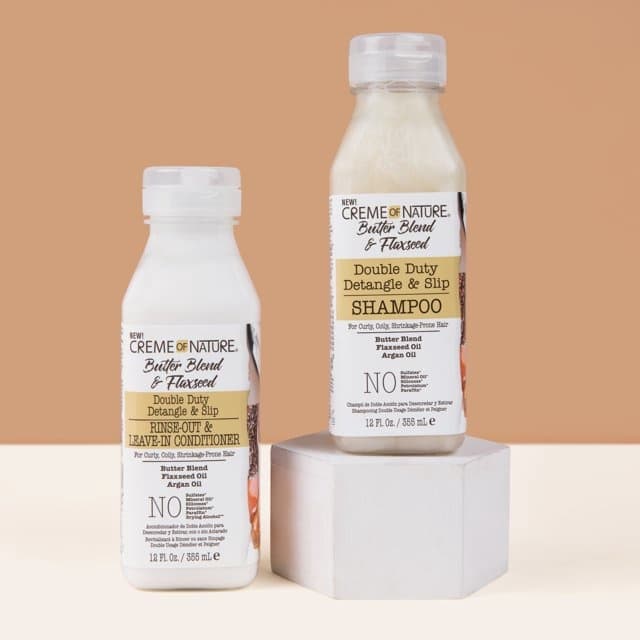CREAM OF NATURE BUTTER BLEND & FLAXSEED DOUBLE DUTY DETANGLE & SLIP SHAMPOO /  12 FL.OZ / 355ML 6