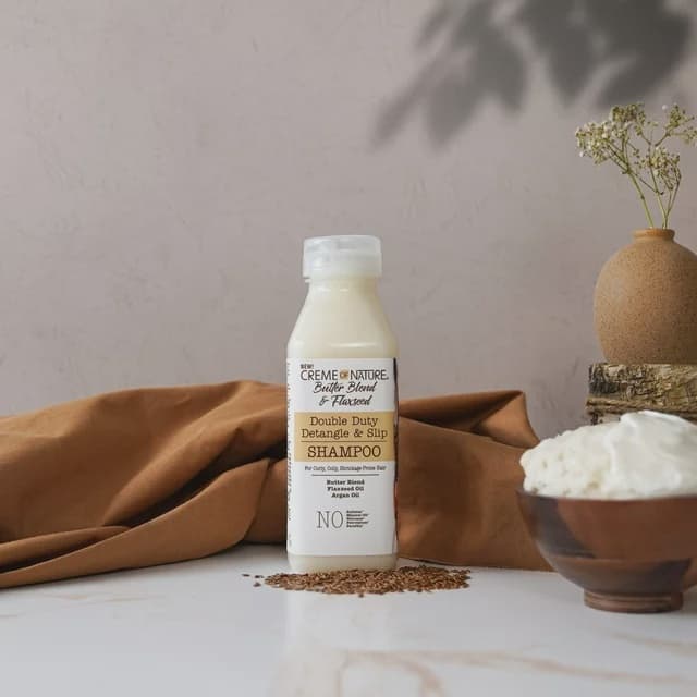 CREAM OF NATURE BUTTER BLEND & FLAXSEED DOUBLE DUTY DETANGLE & SLIP SHAMPOO /  12 FL.OZ / 355ML 4
