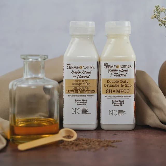 CREAM OF NATURE BUTTER BLEND & FLAXSEED DOUBLE DUTY DETANGLE & SLIP SHAMPOO /  12 FL.OZ / 355ML 5