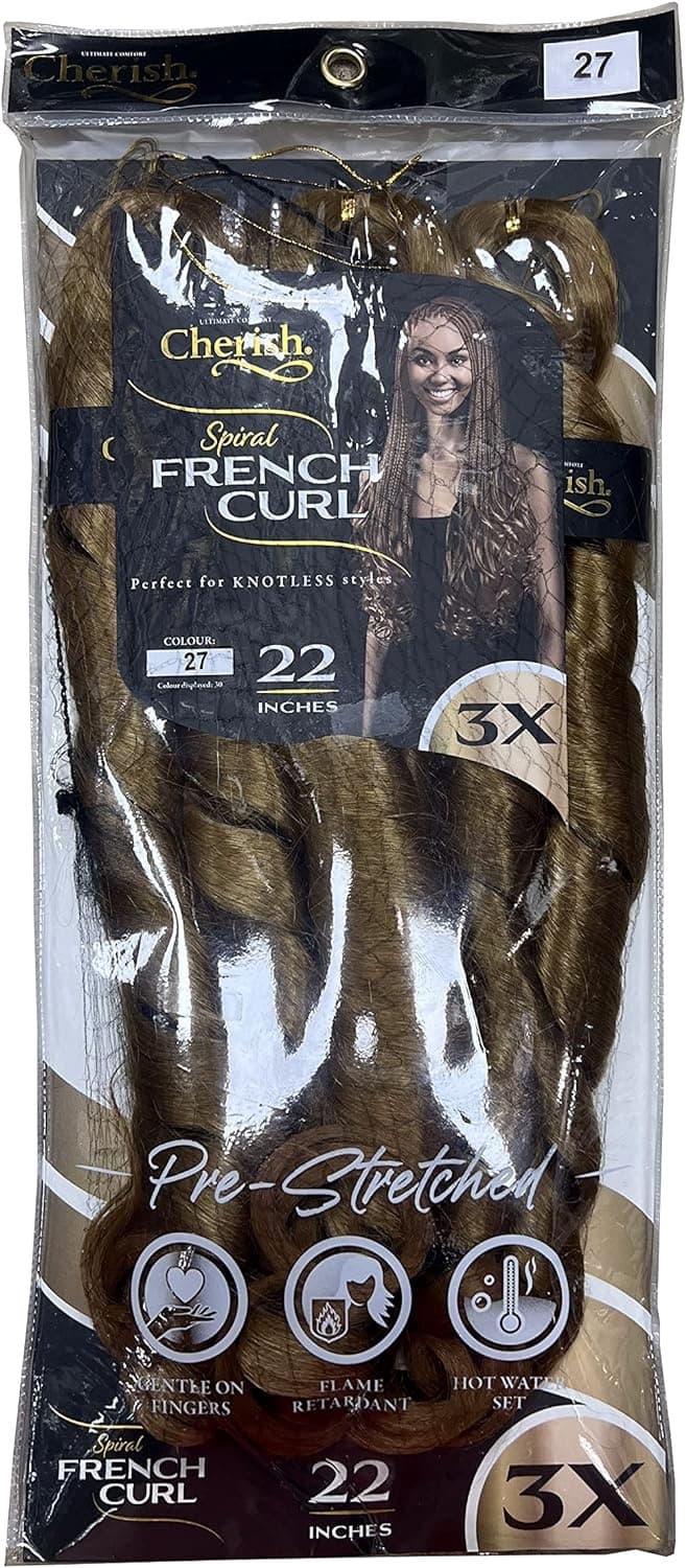 CHERISH 3X PRE-BRAIDED SPIRAL FRENCH CURL  / 22" 3