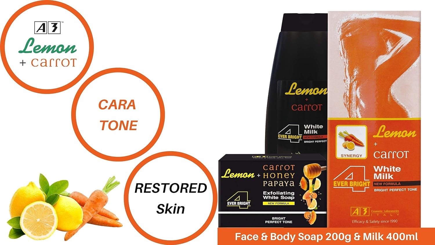 4EVER BRIGHT LEMON +HONEY PAPAYA EXFOLIATING SOAP/ 200G 4