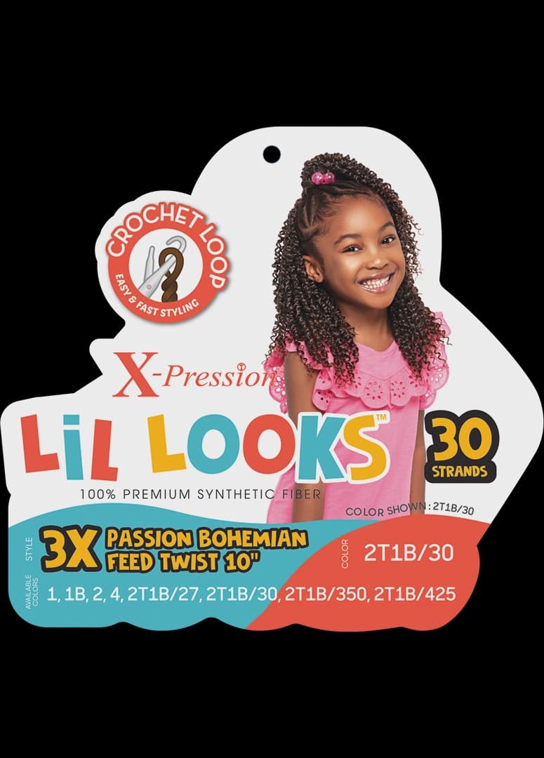 X-Pression Lil Looks 3X Passion Bohemian Feed Twist 10" 3