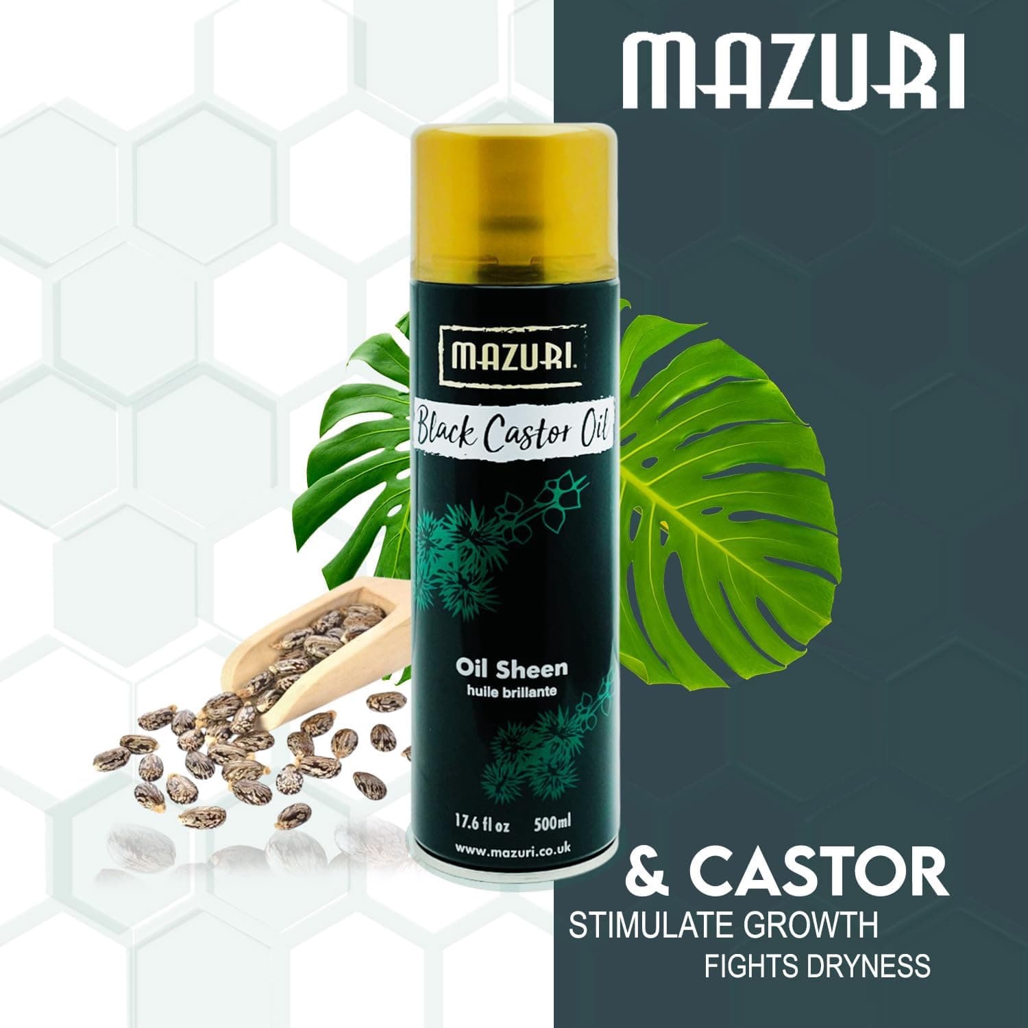 MAZURI BLACK CASTOR OIL OIL SHEEN  500ml 3