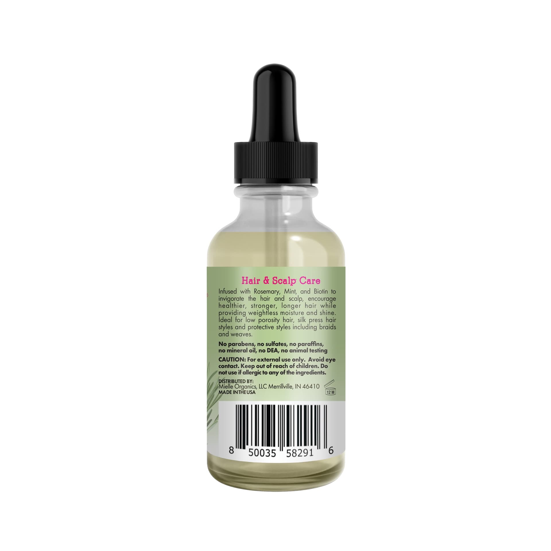 MIELLE ORGANICS ROSE MINT LIGHT SCALP & HAIR STRENGTHENING OIL 2oz 3