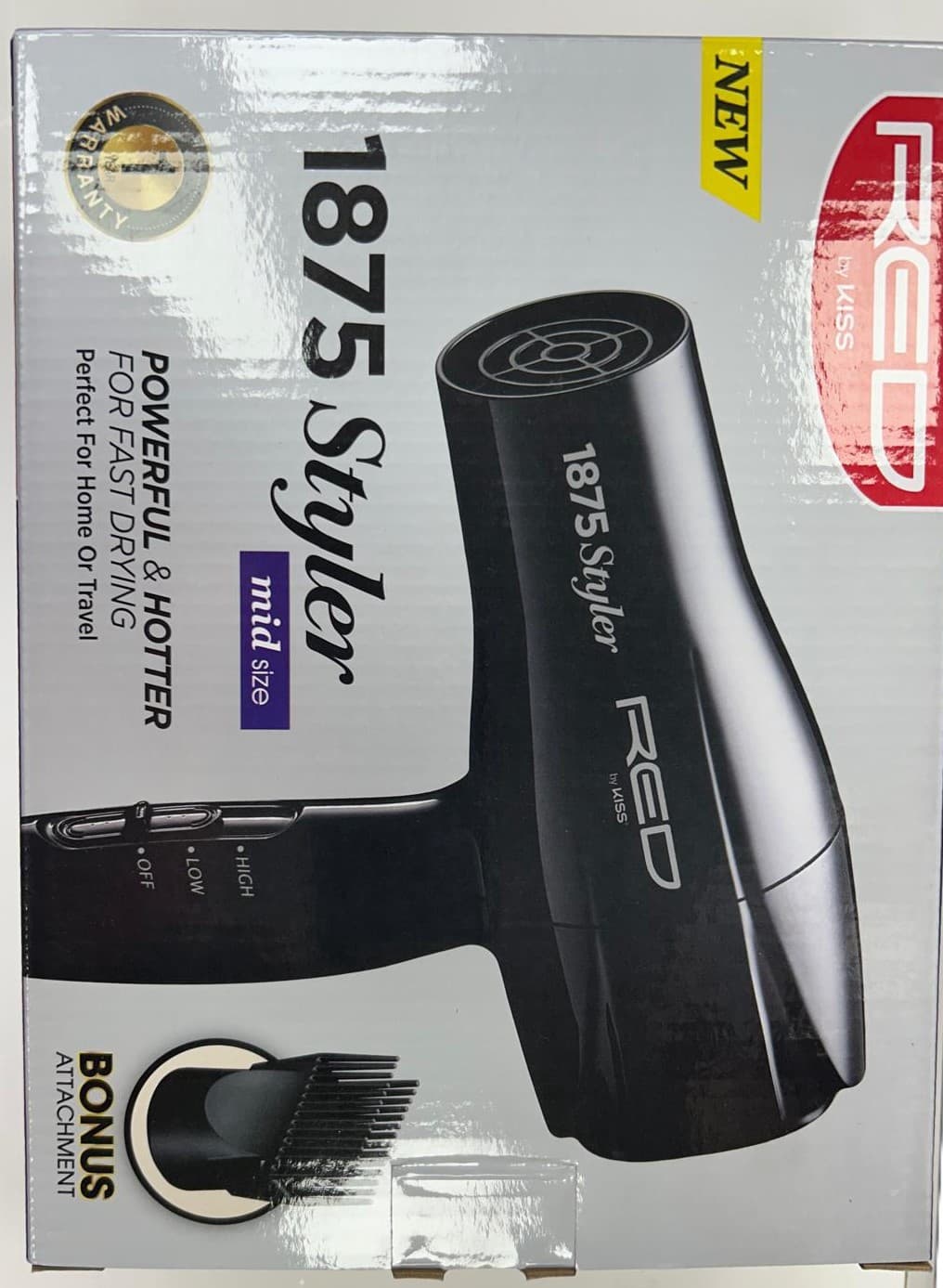 RED BY KISS 1875 STYLER  MID SIZE  HAIR DRYER 3
