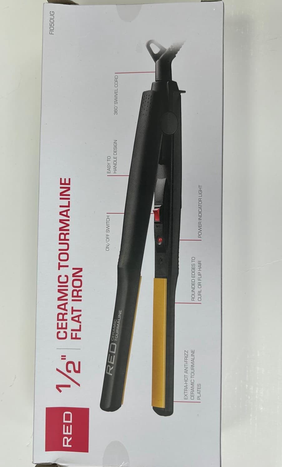 RED FLAT IRON 1/2" CERAMIC TOURMALINE UK 2