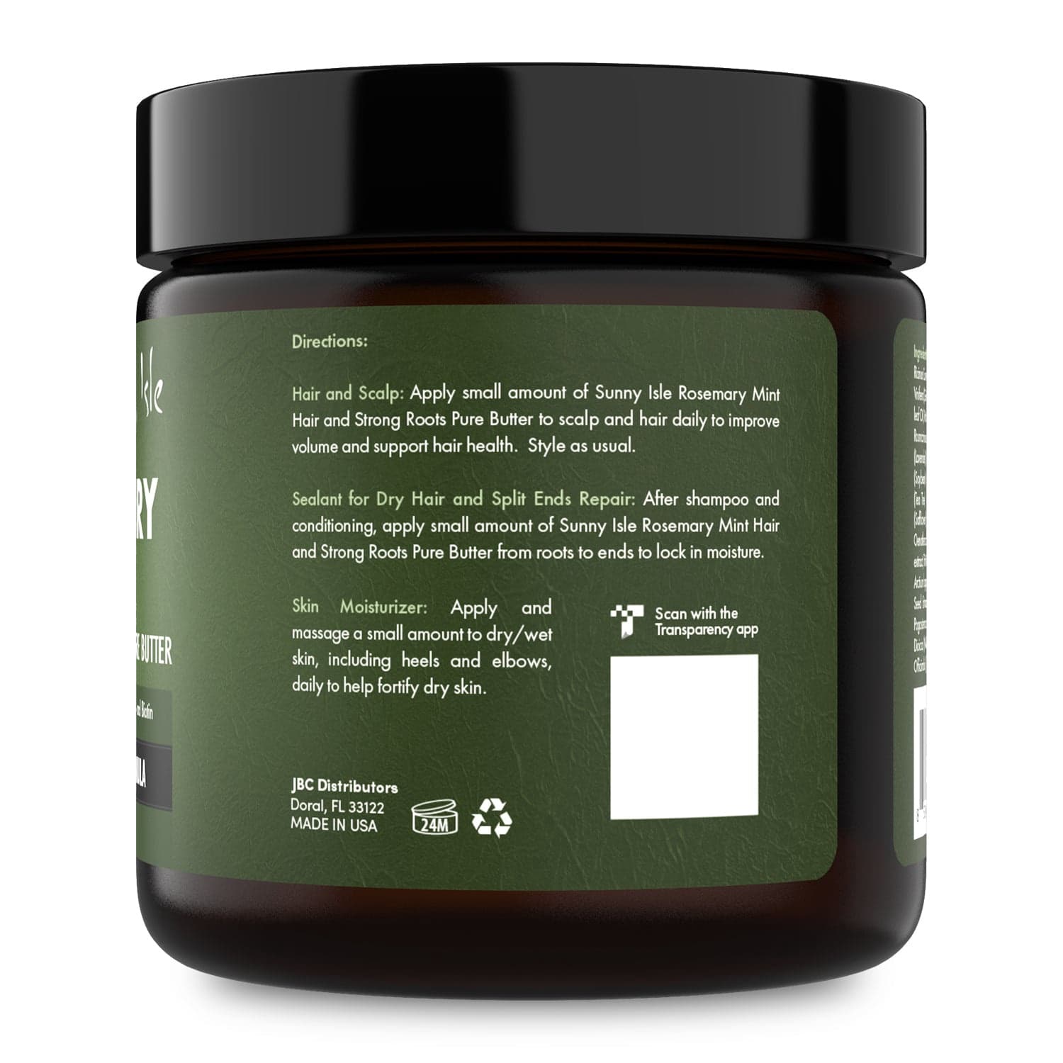 Sunny Isle Rosemary Mint Hair and Strong Roots Butter 4oz | Infused with Biotin & Jamaican Black Castor Oil | Strengthen and Nourish Hair | Dry Scalp, Split Ends 2