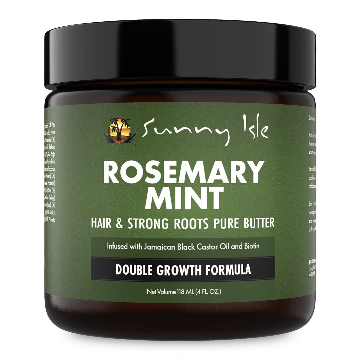 Sunny Isle Rosemary Mint Hair and Strong Roots Butter 4oz | Infused with Biotin & Jamaican Black Castor Oil | Strengthen and Nourish Hair | Dry Scalp, Split Ends