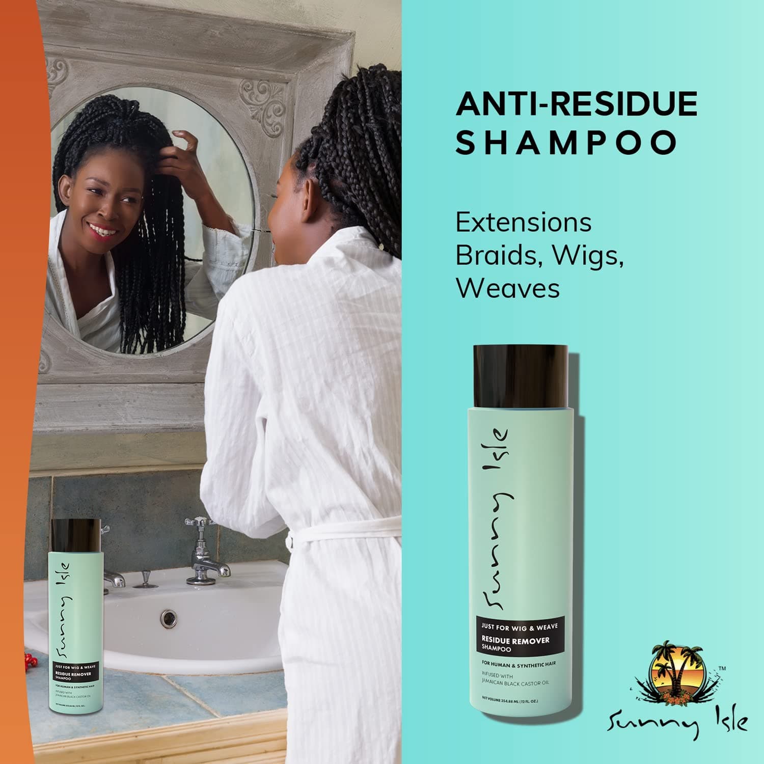 unny Isle Just for Wig, Weave, Braid, & Extensions Residue Remover Shampoo 12oz | For Synthetic & Natural Hair | Aloe Vera, Tea Tree, Borago Seed & Jamaican Black Castor Oils | Sulfate Free 4
