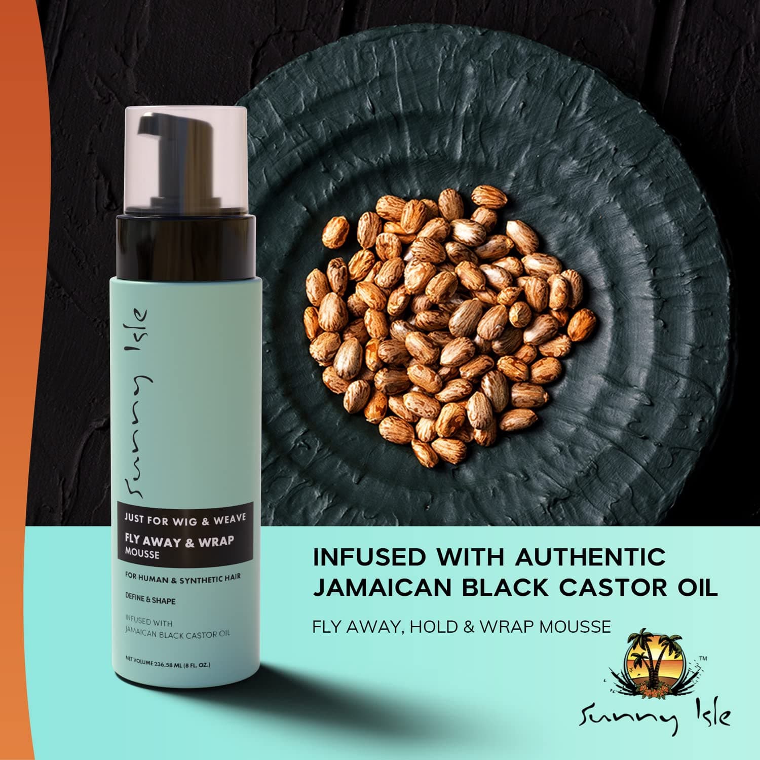 unny Isle Just For Wig, Weave, Braids and Extensions Fly Away, Hold & Wrap Styling Mousse 8oz | For Synthetic & Natural Hair, Curly Hair | Jamaican Black Castor Oil Infused | Paraben-free 4