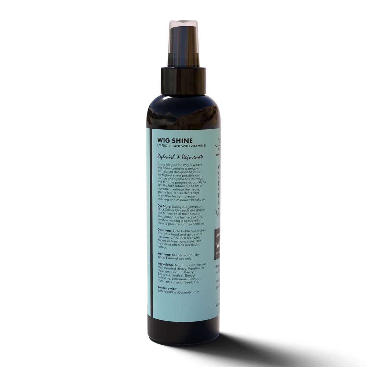 Sunny Isle Just for Wig, Weave, Braid, & Extensions Wig Shine 8oz | For Synthetic & Natural Hair | UV Protectant with Vitamin E, Jamaican Black Castor Oil | High Shine Finishing Spray 2