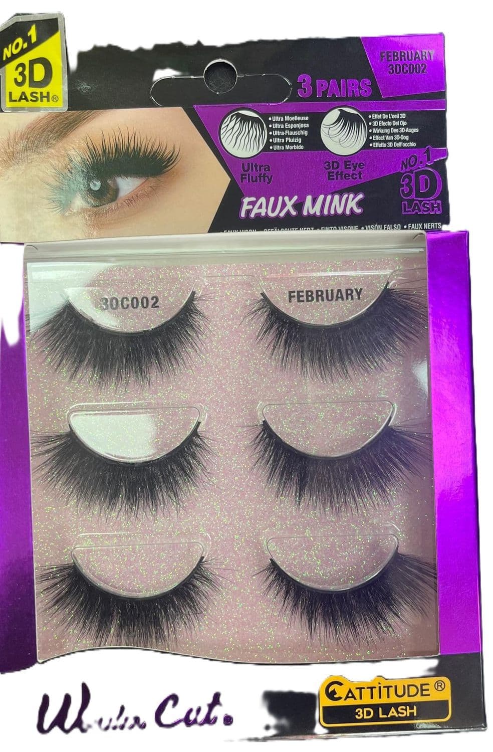 CATTITUDE 3D LASHES February Wonder Cat Faux Mink False Eyelashes, Lightweight & Reusable, Cruelty-Free