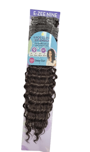 E-ZEE 9PCE CLIP ON SET SYNTHETIC DEEP CURL 24" 5