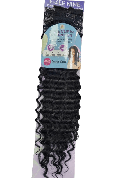 E-ZEE 9PCE CLIP ON SET SYNTHETIC DEEP CURL 24" 2