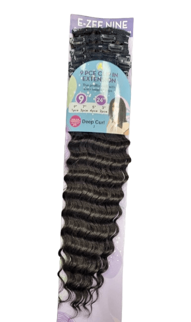 E-ZEE 9PCE CLIP ON SET SYNTHETIC DEEP CURL 24" 6