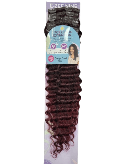 E-ZEE 9PCE CLIP ON SET SYNTHETIC DEEP CURL 24" 3