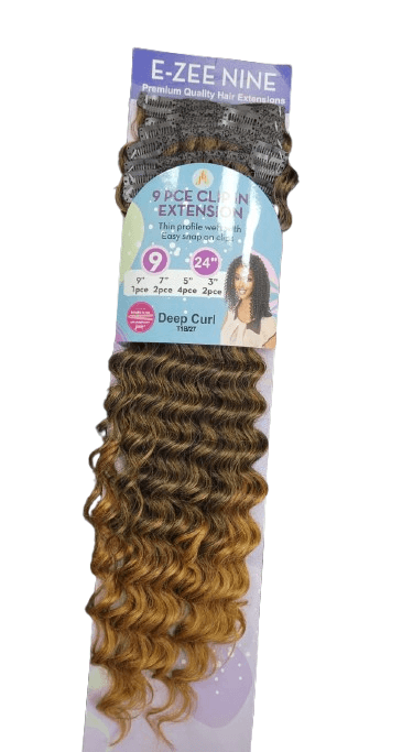 E-ZEE 9PCE CLIP ON SET SYNTHETIC DEEP CURL 24" 4