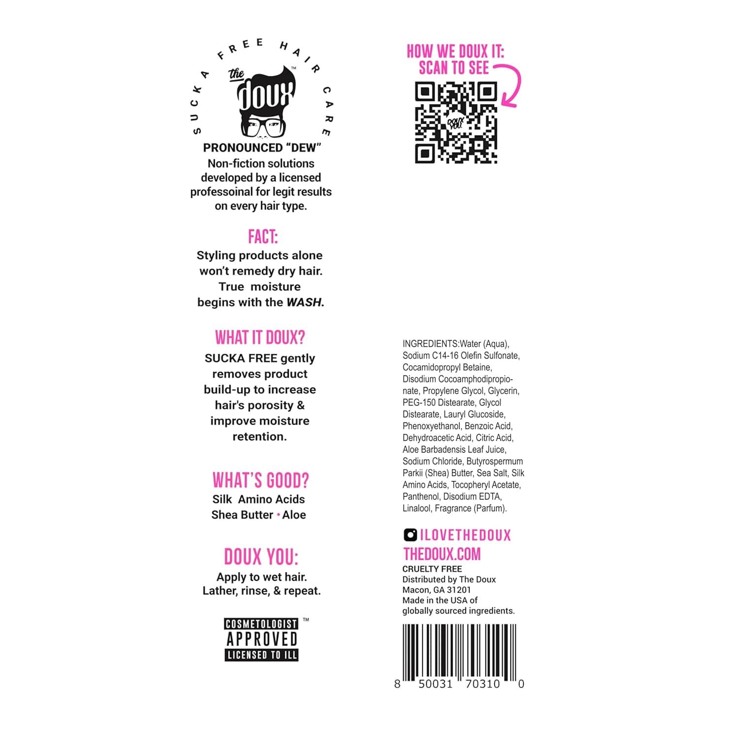 The Doux SUCKA FREE Moisturizing Shampoo for Curly Hair – Sulfate-Free Hair Shampoo for Women with Shea Butter, Aloe & Silk Amino Acids 4