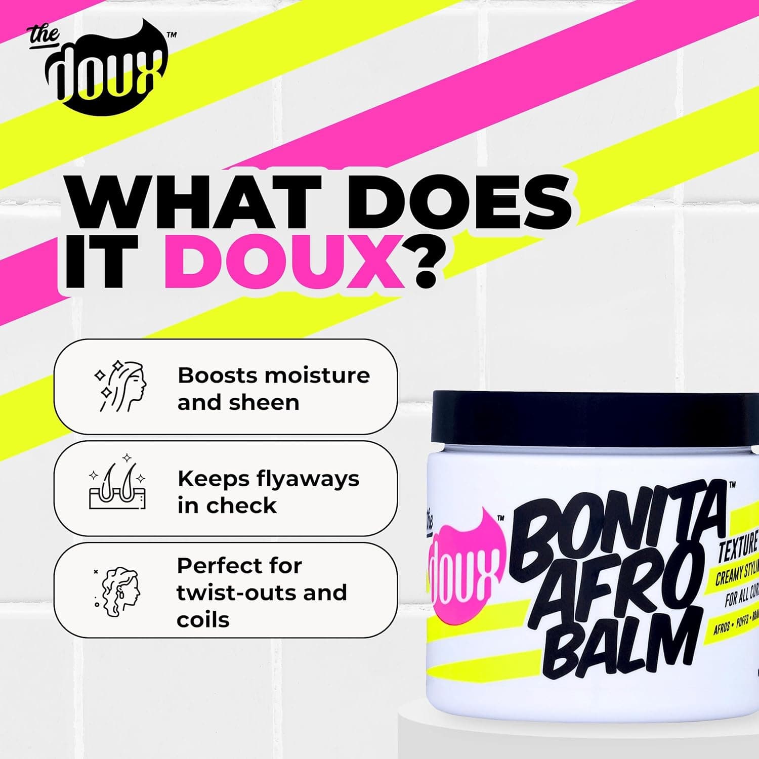 The Doux Curl Defining Cream & Pomade for Curly Hair – BONITA AFRO BALM Hair Moisturizer for Twist-Outs, Braid Styles & Flyaway Control – Curl Cream for Curly Hair & Coils 3