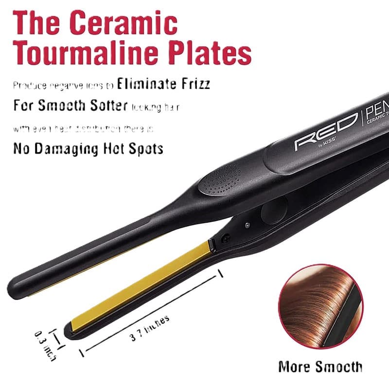 Red By Kiss Ceramic Tourmaline Pencil Flat Iron 2
