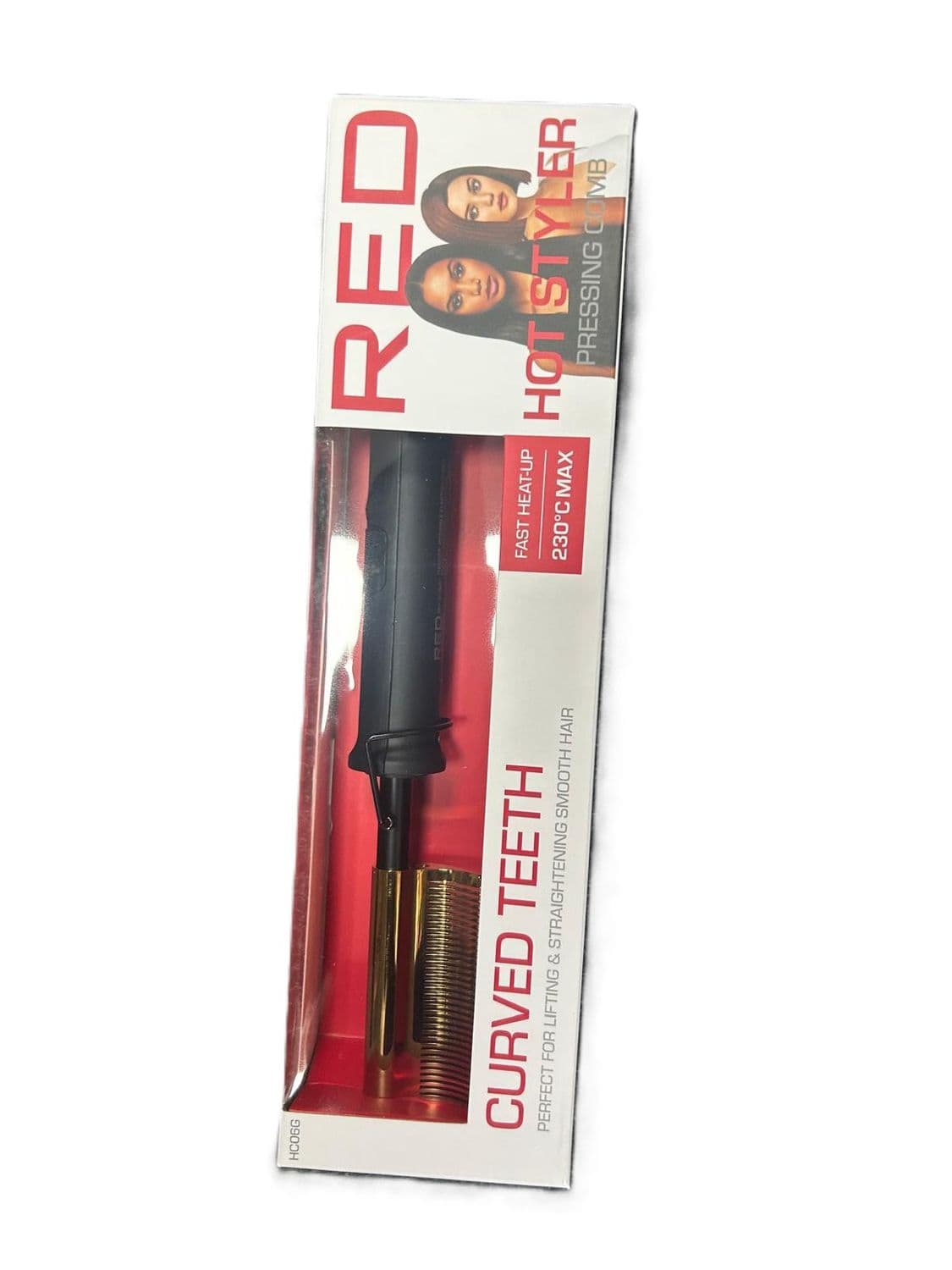 Red by Kiss Hot Comb Hair Straightener 232 Degrees, Small-Sized Teeth Electric Heating Comb, Pressing Comb Brush for Straightening Hair and Beard, Curling Iron for Natural Black Hair Beard Wigs