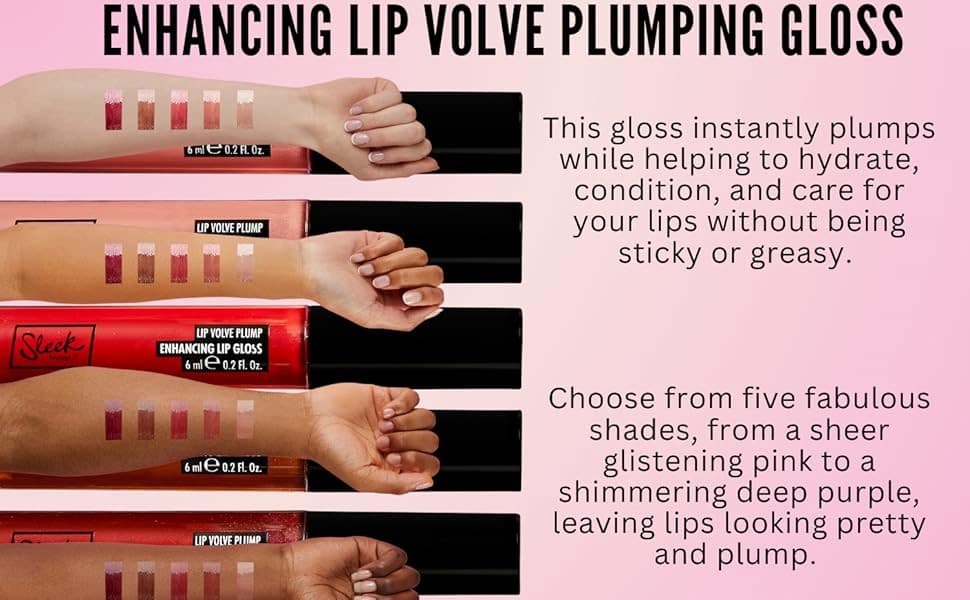 Sleek MakeUP Lip Volve Plump Enhancing Lip Gloss for Fuller Looking Lips, Nourishes and Hydrates, Glossy Finish, Pompadour, 6 ml 2