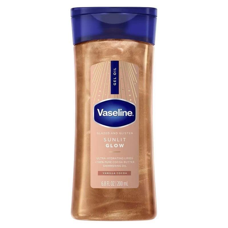 Vaseline Glazed & Glisten Vanilla Cocoa Shimmering Gel Body Oil - Sunlit Glow - 6.8 fl oz