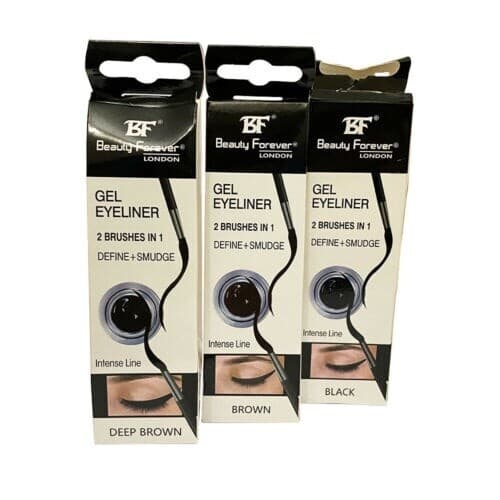 Beauty Forever Gel Eyeliner 2 Brushes IN 1 Define + Smudge Intense Line Deep Brown