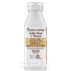 CREME OF NATURE BUTTER BLEND & FLAXSEED DOUBLE DUTY RINSE-OUT & LEAVE-IN CONDITIONER