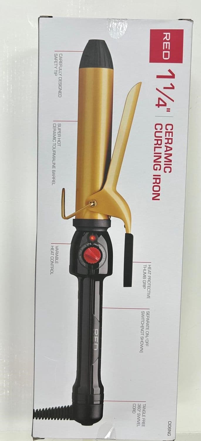 RED BY KISS 1 1/4" CERAMIC CURLING IRON UK