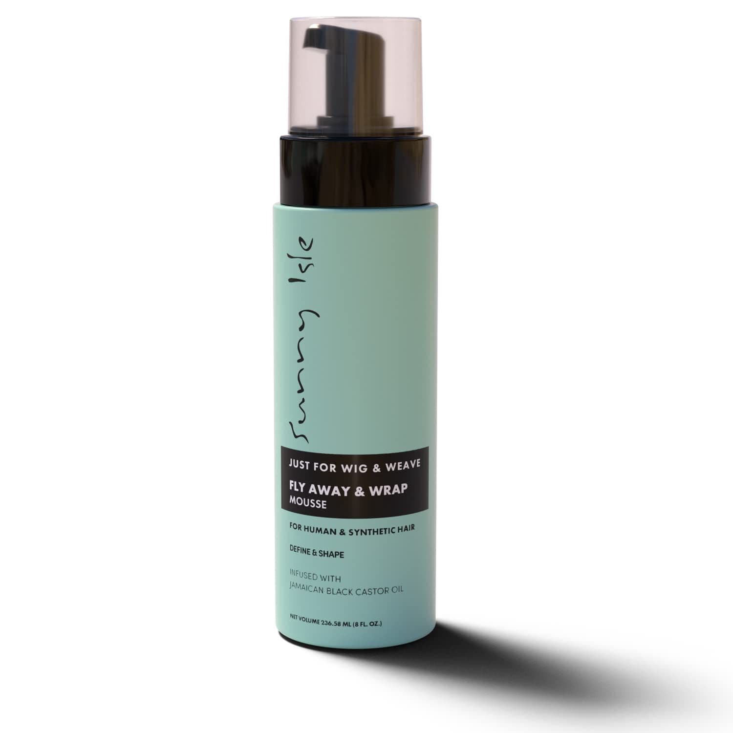 unny Isle Just For Wig, Weave, Braids and Extensions Fly Away, Hold & Wrap Styling Mousse 8oz | For Synthetic & Natural Hair, Curly Hair | Jamaican Black Castor Oil Infused | Paraben-free