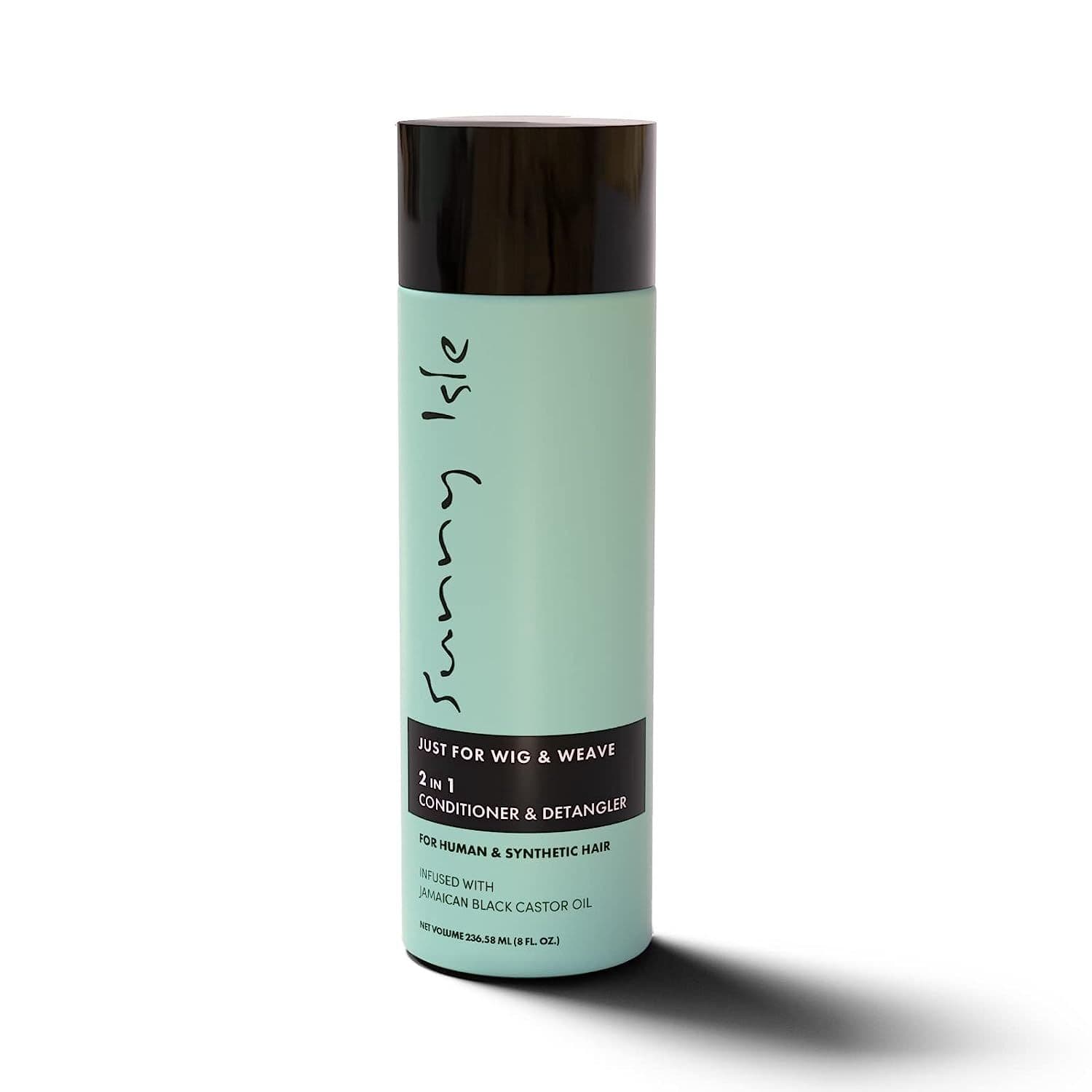 Sunny Isle Just for Wig, Weave, Braid, & Extensions 2N1 Conditioner and Detangler 8oz | For Synthetic & Natural Hair | Aloe Vera, Tea Tree, Borago Seed & Jamaican Black Castor Oils | Sulfate Free 9.6o
