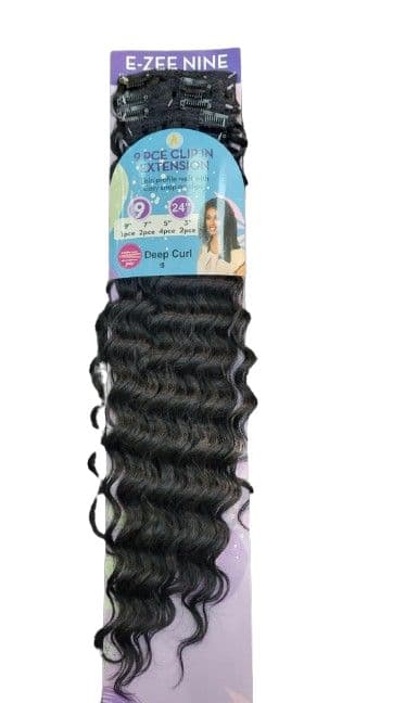 E-ZEE 9PCE CLIP ON SET SYNTHETIC DEEP CURL 24"