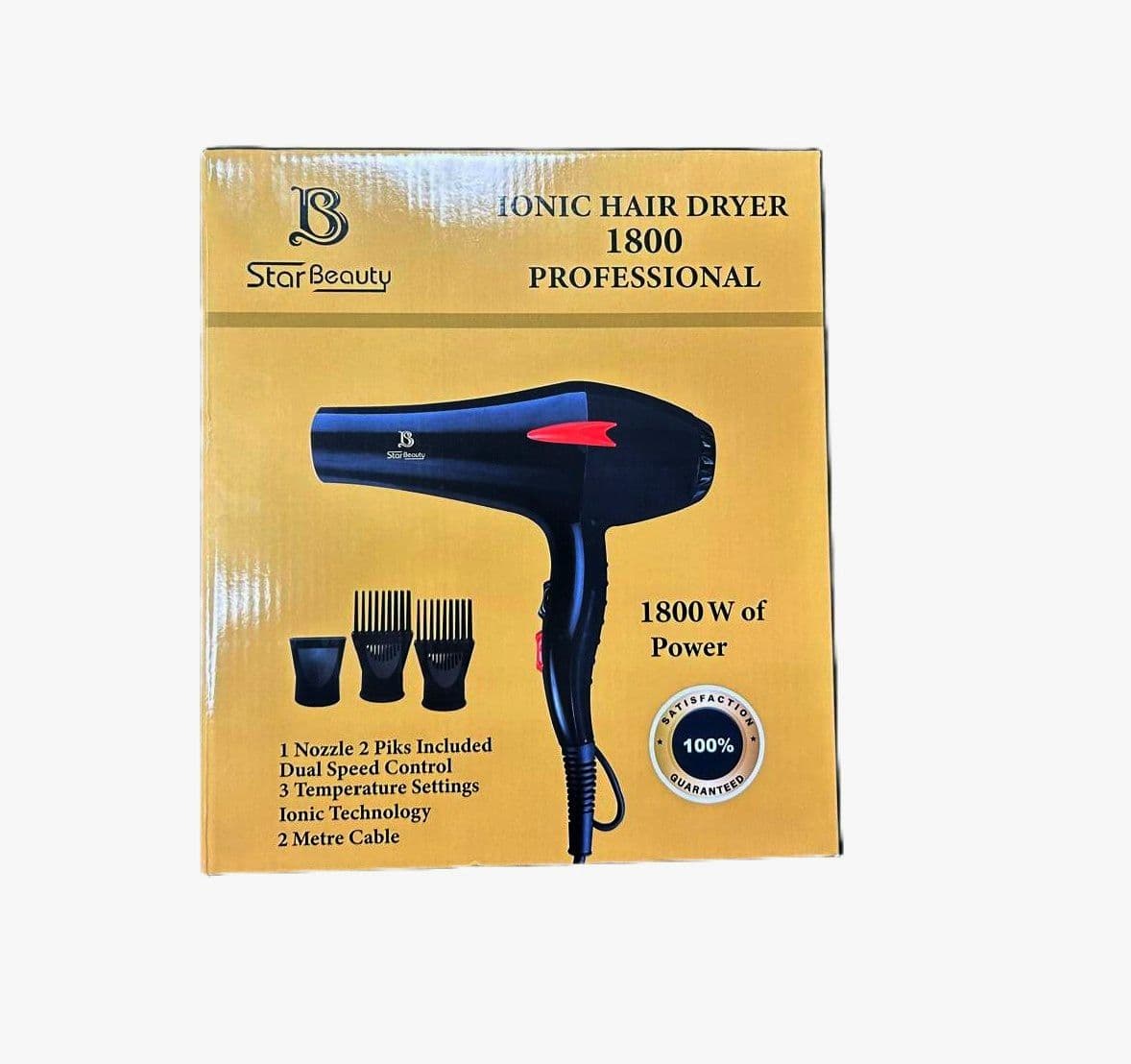 STAR BEAUTY IONIC HAIR DRYER 1800 PRPFESSIONAL 2PIKS