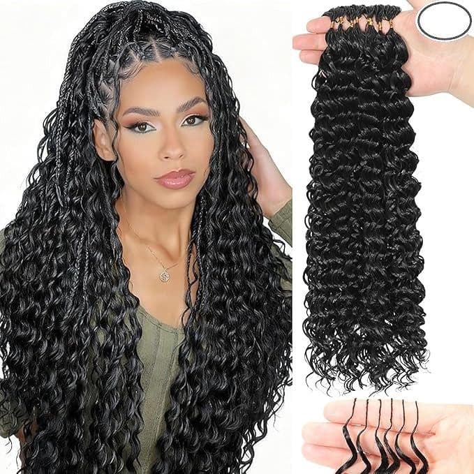 JAZZY FEATHER CROCHET HAIR BRAZILIAN HUMAN HAIR BLENDED Crochet Deep Wave 18"