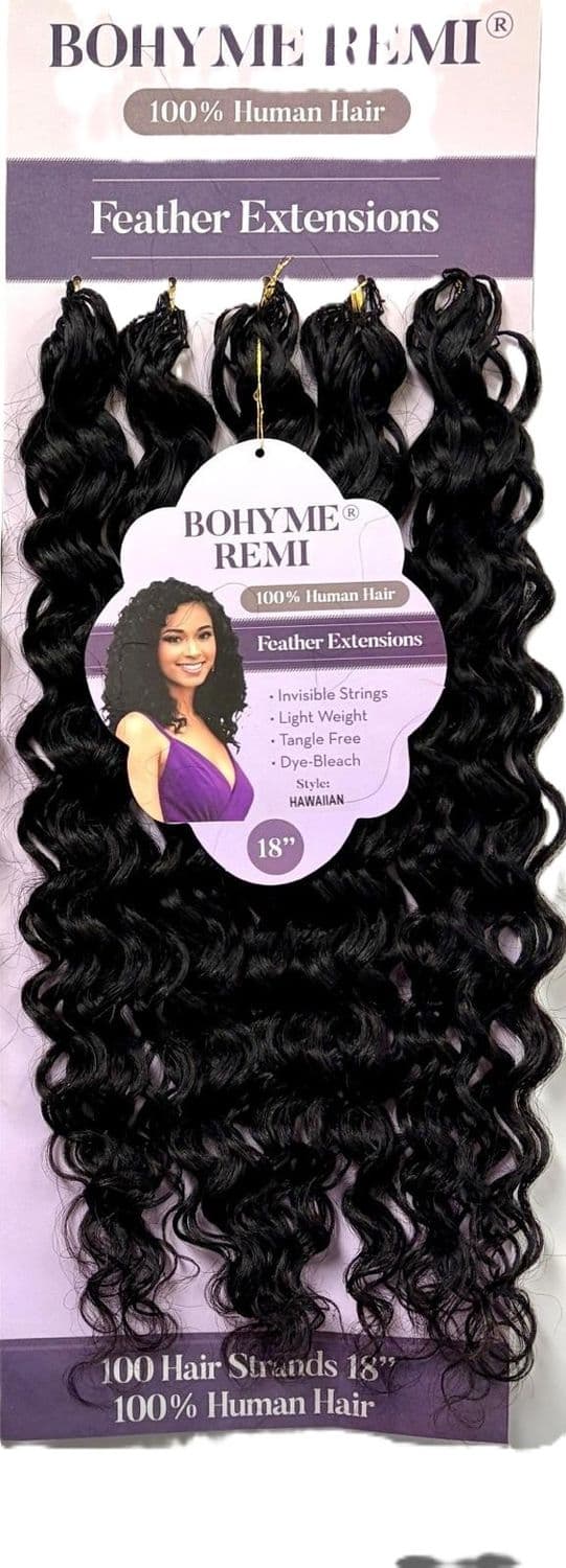 JAZZY FEATHER CROCHET HAIR BRAZILIAN HUMAN HAIR BLENDED HAWAIIAN 18"