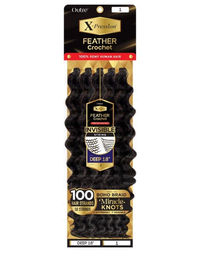 OUTRE X-PRESSION FEATHER CROCHET DEEP CURL 100% HUMAN HAIR